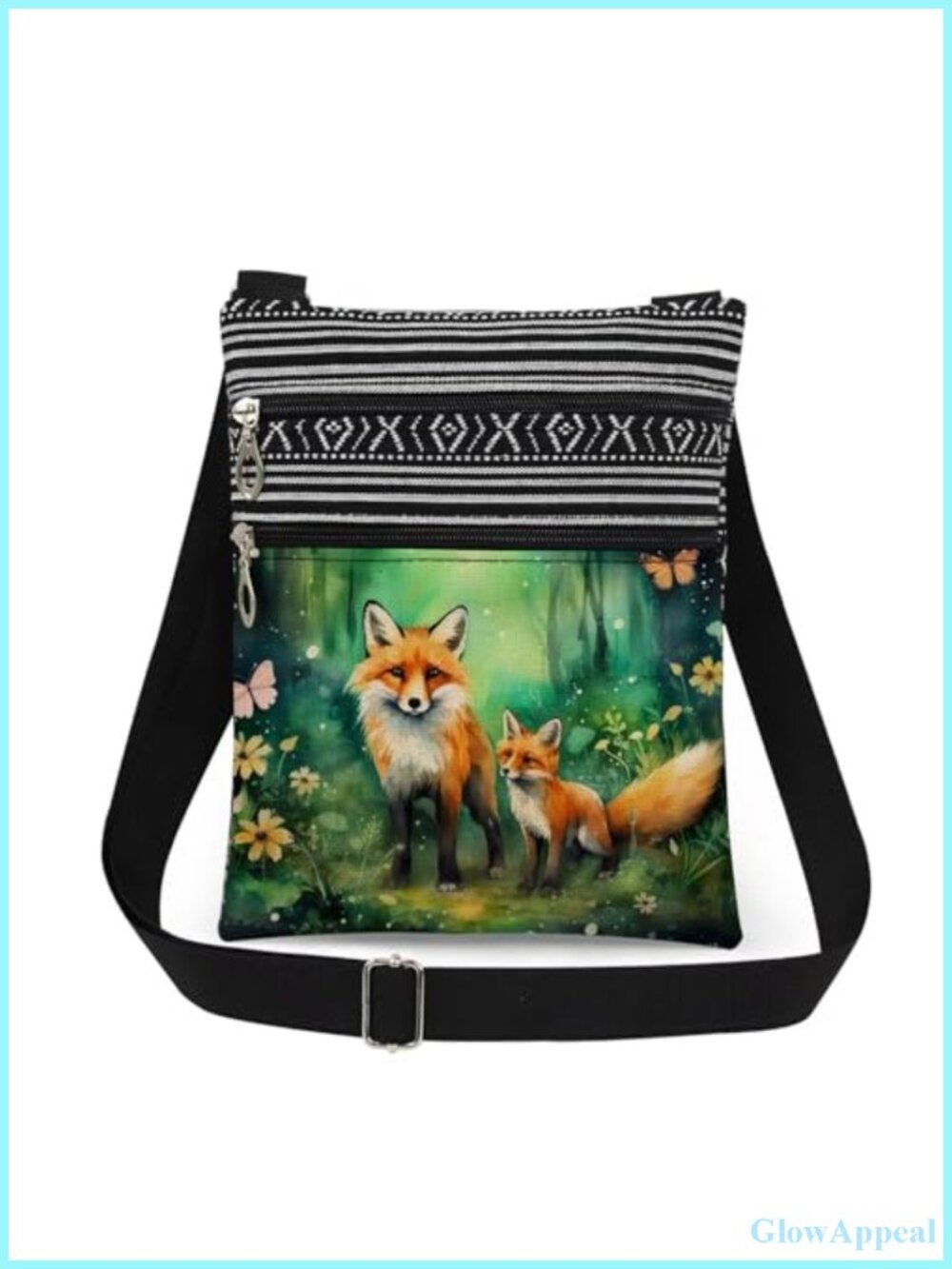 Ferret Print Crossbody Bag Adjustable Strap Polyester Purse
